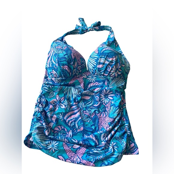 NWT Lilly Pulitzer Bliss Halter Tankini in Amalfi Blue/Sound the Sirens - Picture 1 of 4